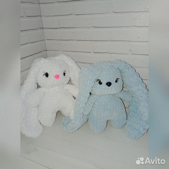 Вязаные игрушки ручной работы.Единорог, заяц