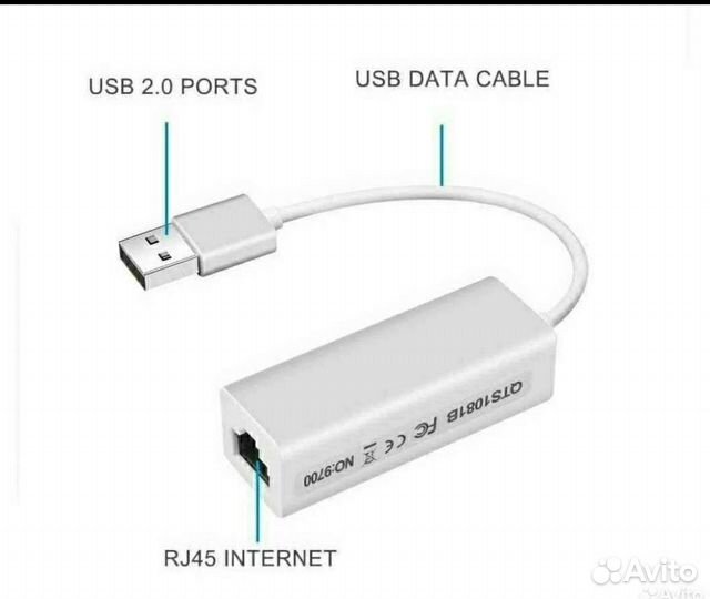 Сетевая карта USB-Ethernet Lan RJ45 10 Мбит/с