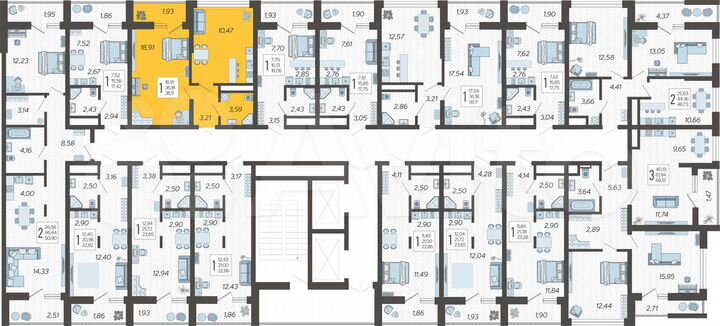 1-к. квартира, 38,1 м², 7/19 эт.