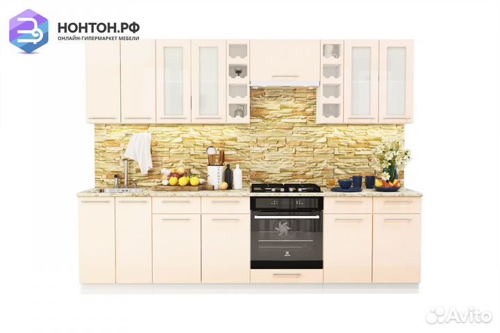 Кухня Олива 2.8 м ваниль глянец