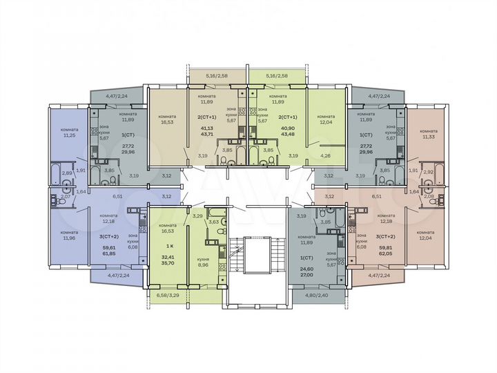 3-к. квартира, 64,3 м², 1/7 эт.