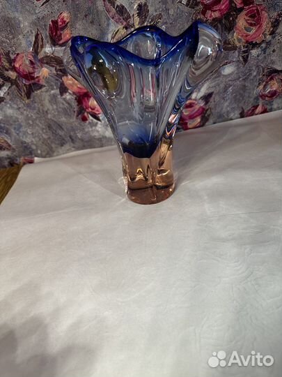 Ваза чешское цветное стекло