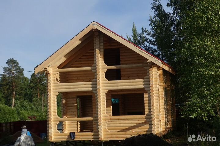 Сруб Дома - Бани 6.0х8.0м. полтора этажа с крышей