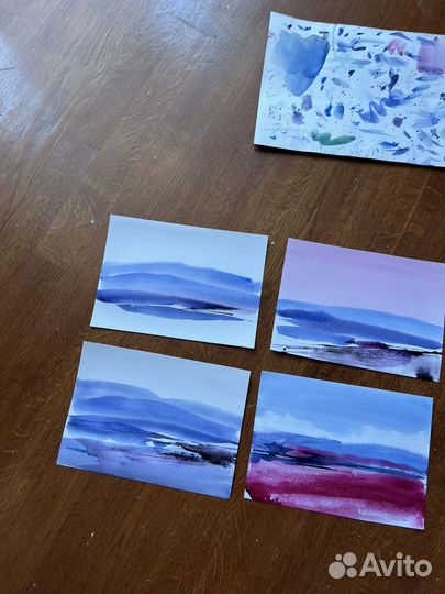 Авторский пейзаж акварель интерьерная картина