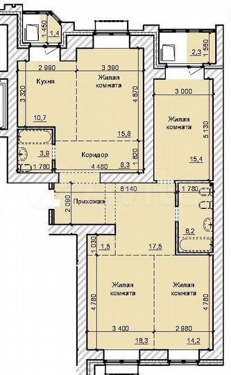 4-к. квартира, 113,5 м², 6/17 эт.