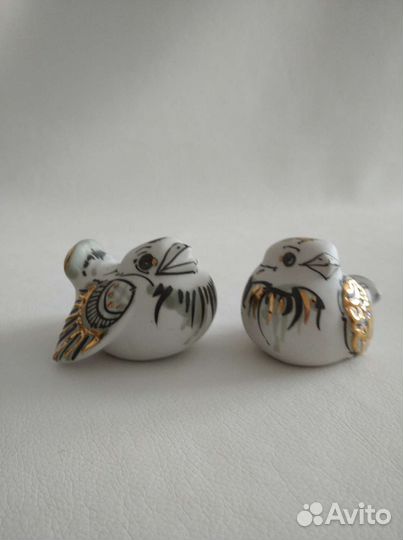Бисквитный авторский фарфор статуэтки Птицы 5 шт
