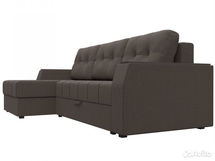 Диван угловой Эмир бс левый угол, рогожка, амур коричневый