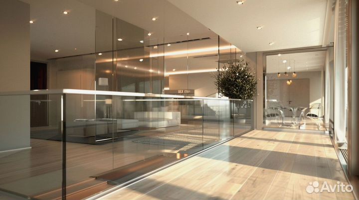 Стеклянное ограждение лестницы на заказ