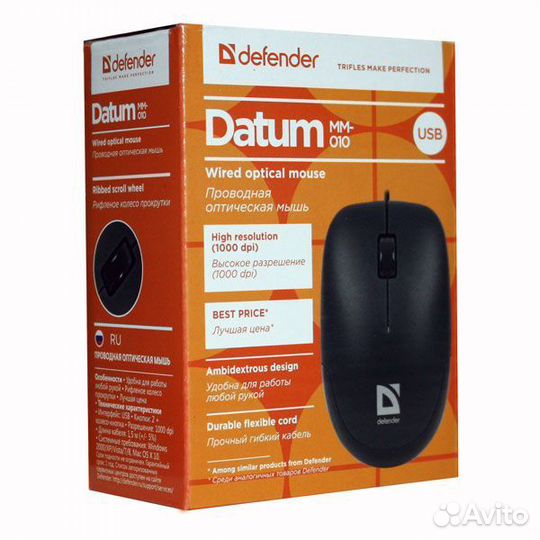 Мышь проводная defender datum MM-010 USB black