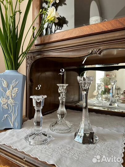 Хрустальные подсвечники хрусталь богемия винтаж