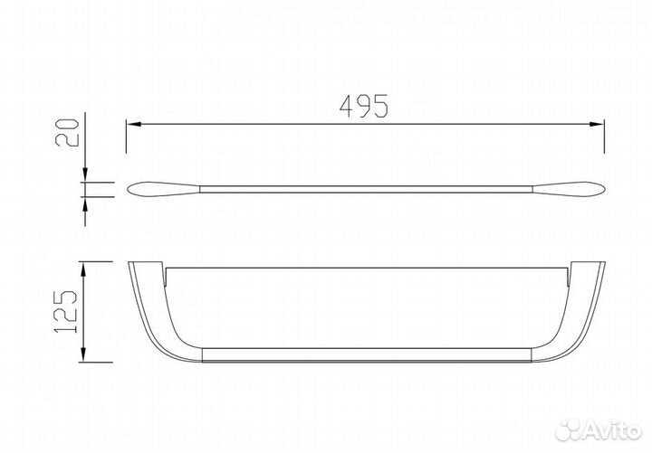 Полка стеклянная abber Nord AA1555B черная матовая