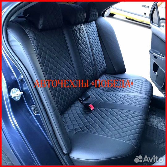 Чехлы Mitsubishi Lancer 10 2 из экокожи чёрные Ром