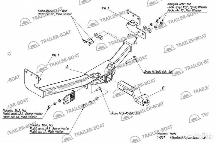 Фаркоп Mitsubishi Pajero Sport 2 2008-2016, 28582