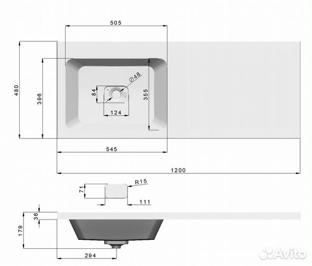 Мебельная раковина Dreja Wing 120 L белая