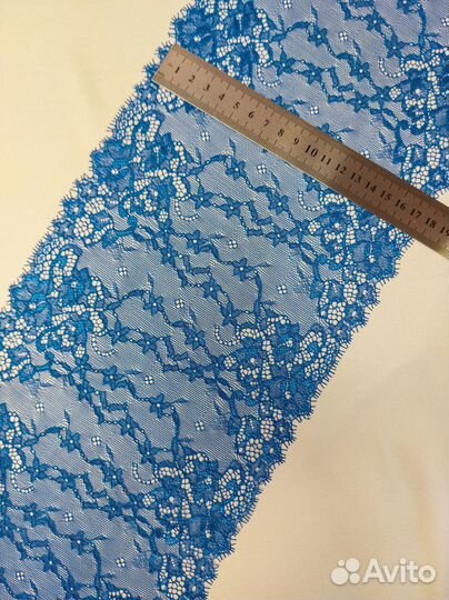 Кружево шантильи (реснички). Турция. 17,5 см. Сини