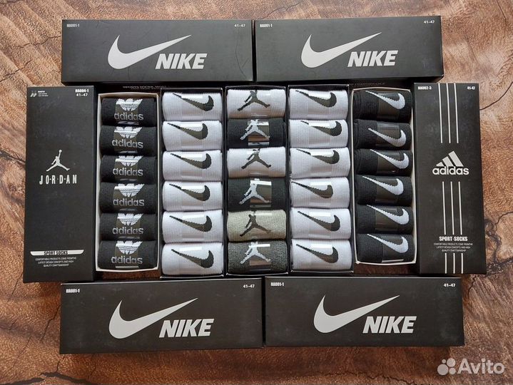 Носки Nike Adidas Jordan белые