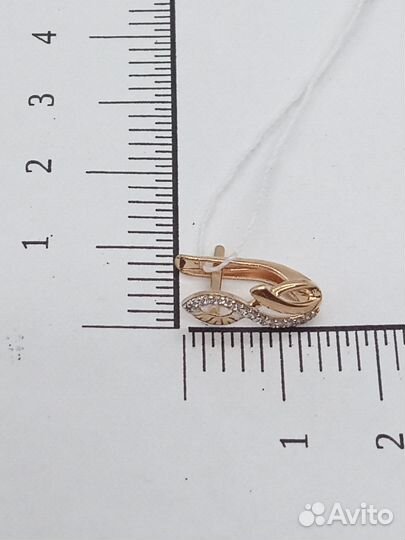 Золотые серьги с фианитом