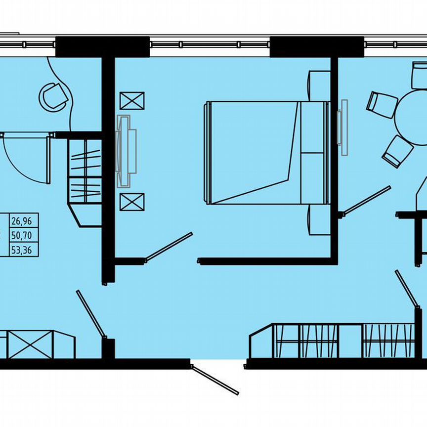 2-к. квартира, 53,4 м², 3/8 эт.