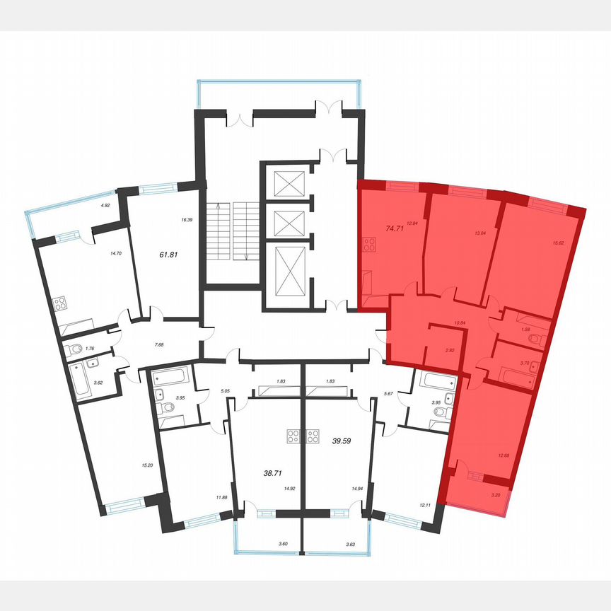 3-к. квартира, 76,3 м², 20/22 эт.