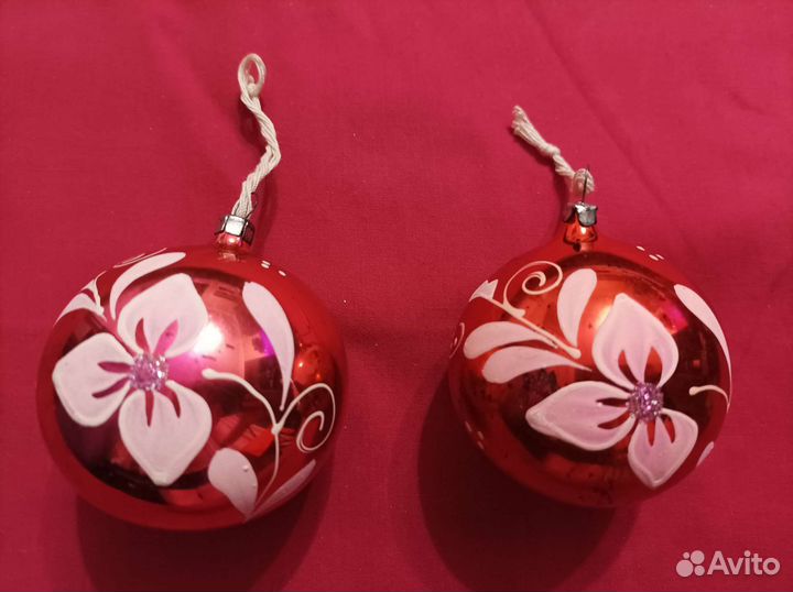 Елочные игрушки шары СССР, 2 шт. большой и средний