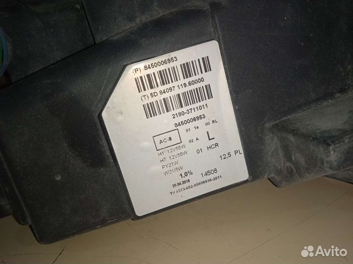 Фара LADA vestа лада веста левая