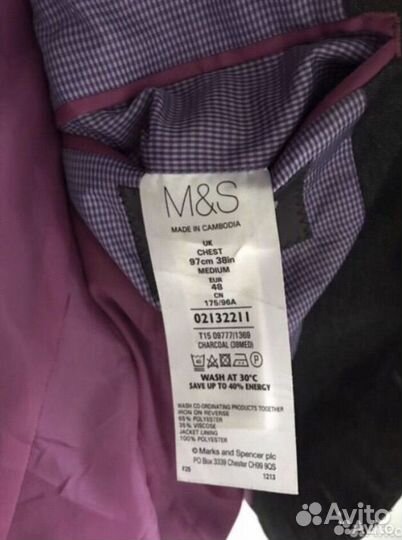 Мужской пиджак размер 44 Англия Marks & Spencer