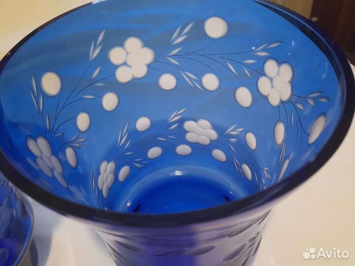 Ваза синее стекло СССР