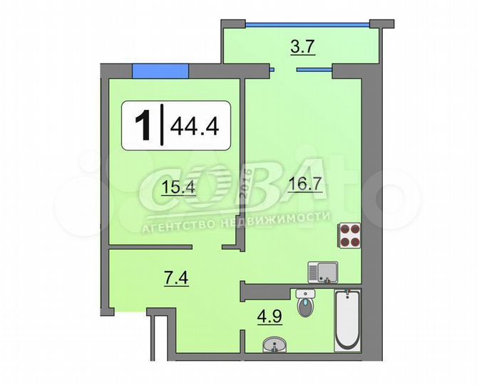 1-к. квартира, 44,5 м², 10/18 эт.
