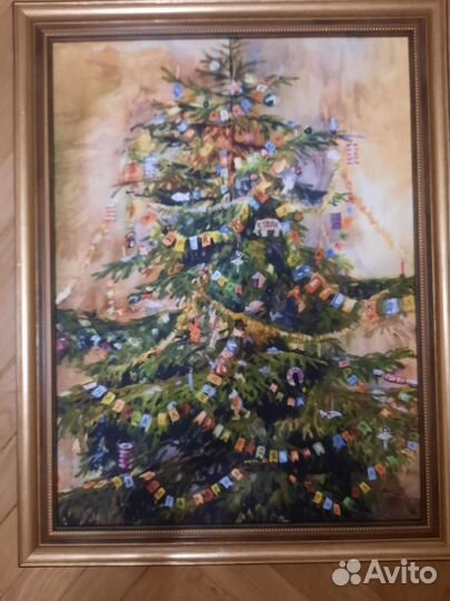 Картина маслом Елка