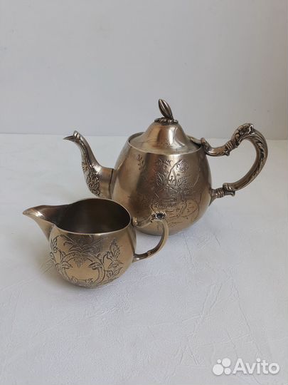 Чайник и молочник мельхиоровые NBE Индия