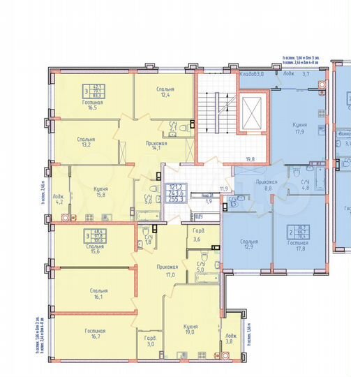 3-к. квартира, 83,3 м², 3/8 эт.
