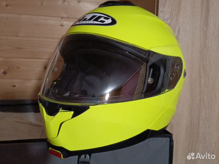 Шлем модуляр яркий hjc c91 fluorescent green