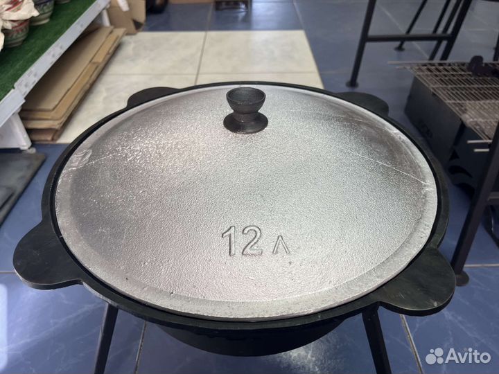 Казан чугунный 12 литр Узбекский Клеймо Шлифовка