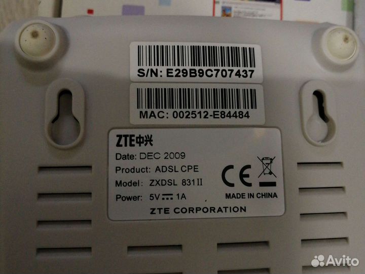 Модем adsl ZTE 831