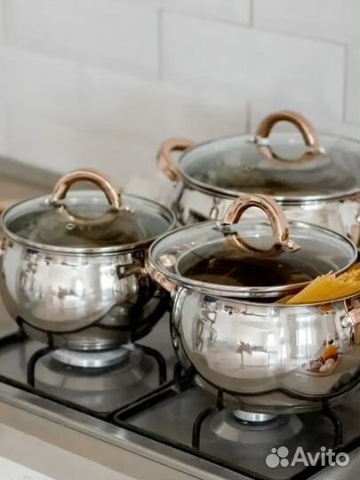 Кастрюли из нержавеющей стали с крышками