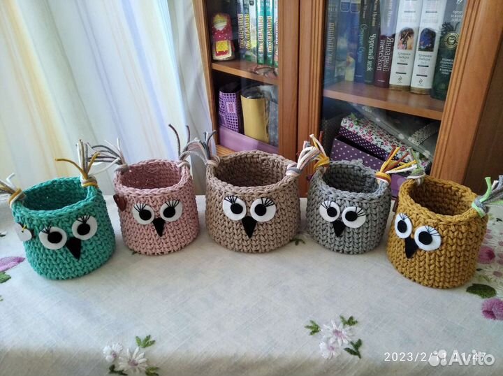 Корзинка вязаная Сова