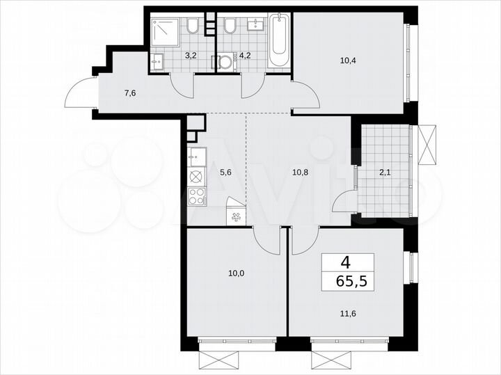 4-к. квартира, 65,5 м², 9/15 эт.