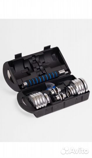 Набор гантелей и штанги 15 кг металл/хром