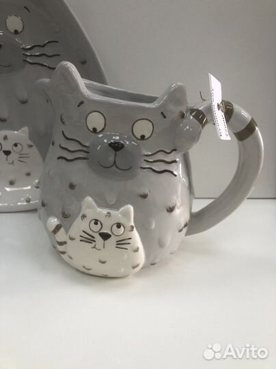 Керамика блюдо кувшин котики