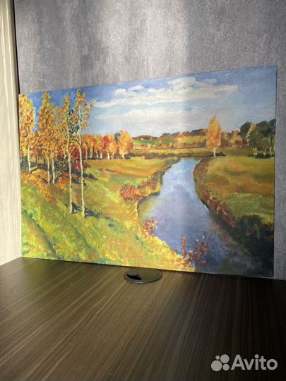 Картина маслом Осень золотая по мотивам Левитана