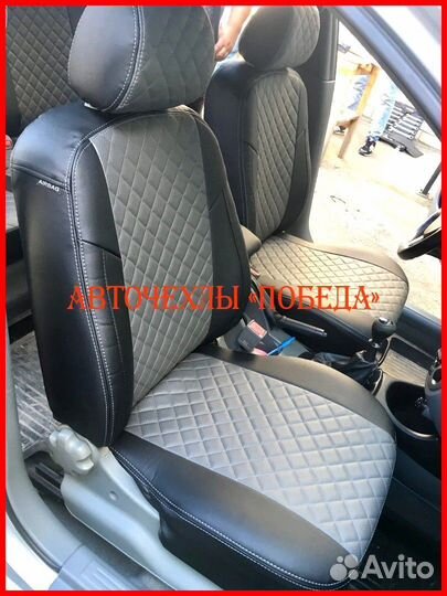 Чехлы Chevrolet Lacetti из экокожи чёрно-серые Ром