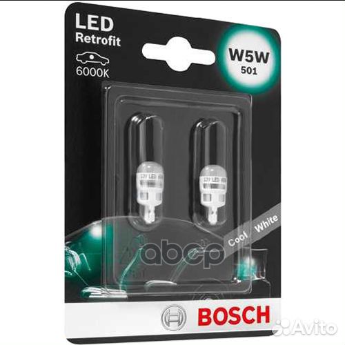 Лампа светодиодная 12V W5W 1W 6000K bosch LED