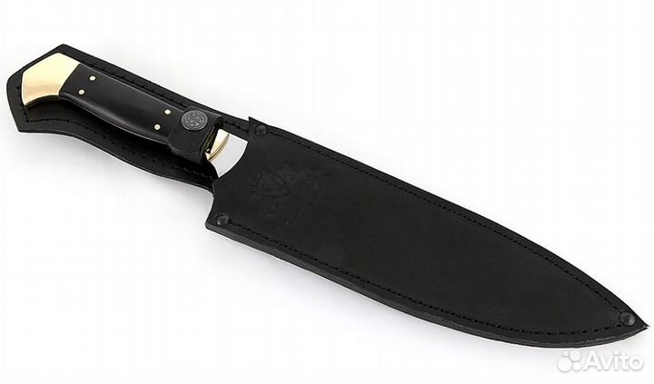 Нож Шеф №1 сталь 95Х18, рукоять черный граб, латун
