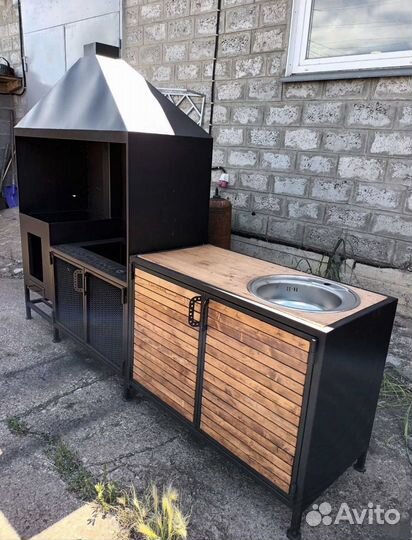 Мангальный комплекс из металла в беседку