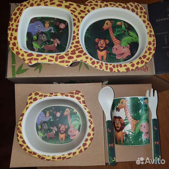 Набор бамбуковой посуды 5 предметов для малышей