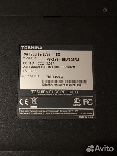 Toshiba satellite L755-16Q