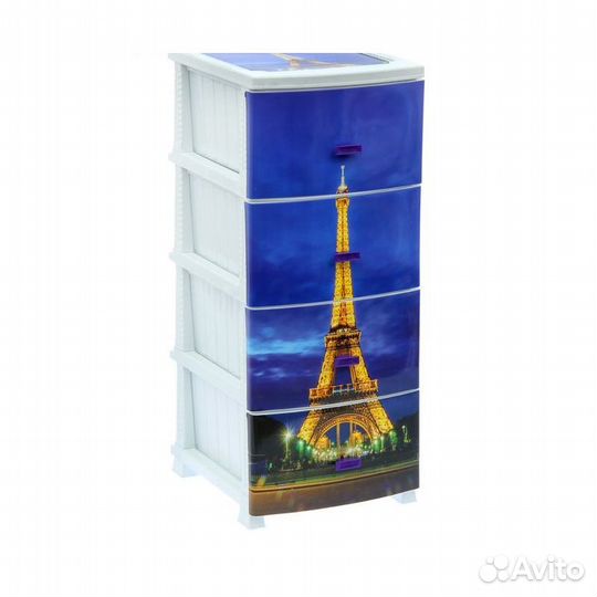 Комод 4-х секц. Декор Париж, белый