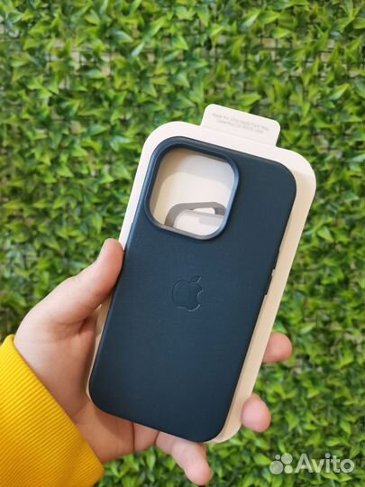MagSafe Кожаный Чехол iPhone 14 Pro (Dark Blue)
