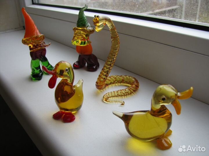 Тянутые стеклянные фигурки. Крупные. 5шт