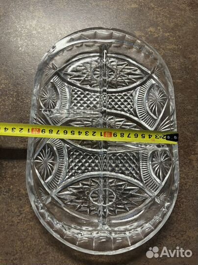 Хрустальная сервировочная тарелка винтаж СССР